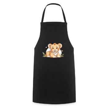 Lion cub with butterflies - Cooking Apron - black - Front - AI Model Male 185 dark (185cm)