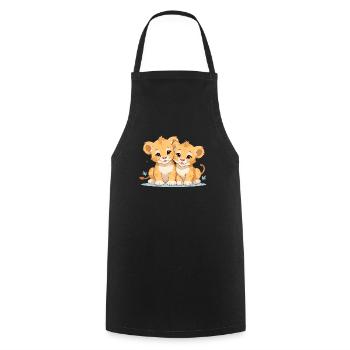 Lion cubs - Cooking Apron - black - Front - AI Model Male 185 dark (185cm)