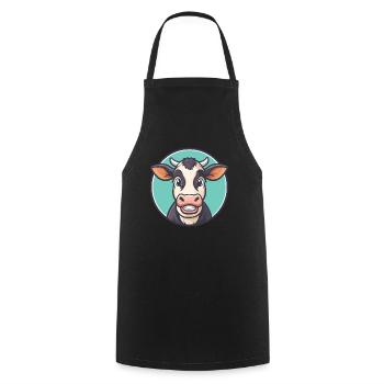 vache kawaii dessin animé personnage animal visage d’animal de compagnie - Tablier de cuisine - noir - Devant - AI Model Male 185 dark (185cm)