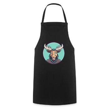 Moose Kawaii Cartoon Character Animal Pet Face - Cooking Apron - black - Front - AI Model Male 185 dark (185cm)