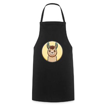 Lama Kawaii Dessin animé Personnage Animal Visage D’animal - Tablier de cuisine - noir - Devant - AI Model Male 185 dark (185cm)