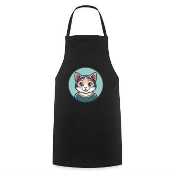 Cat Kawaii Cartoon Character Animal Pet Face - Cooking Apron - black - Front - AI Model Male 185 dark (185cm)