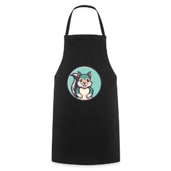 Squirrel Kawaii Cartoon Character Animal Pet Face - Cooking Apron - black - Front - AI Model Male 185 dark (185cm)