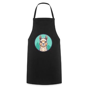 Lama Kawaii Dessin animé Personnage Animal Visage D’animal - Tablier de cuisine - noir - Devant - AI Model Male 185 dark (185cm)