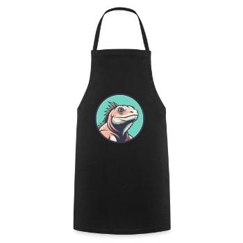 Iguane Kawaii Dessin animé Personnage Animal Animal Visage - Tablier de cuisine - noir - Devant - AI Model Male 185 dark (185cm)