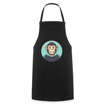 Monkey Kawaii Cartoon Character Animal Pet Face - Cooking Apron - black - Front - AI Model Male 185 dark (185cm)