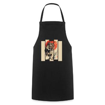 80er Jahre Retro Japanischer Tiger - Kochschürze - Schwarz - Vorne - AI Model Male 185 dark (185cm)