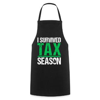 I Survived Tax Season Funny Accounting CPA - Cooking Apron - black - Front - AI Model Male 185 dark (185cm)
