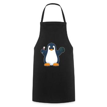 Pinguin Bowling Bowlingkugel Pin - Kochschürze - Schwarz - Vorne - AI Model Male 185 dark (185cm)