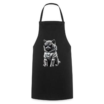 Funny British Shorthair Chill Out Cat Chill Out - Cooking Apron - black - Front - AI Model Male 185 dark (185cm)