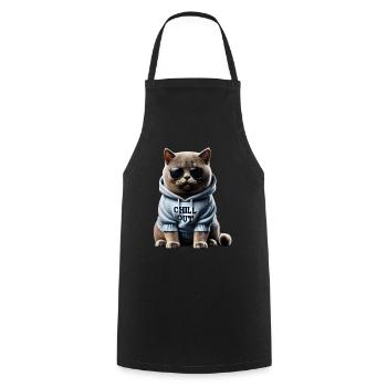Funny British Shorthair Chill Out Cat Chill Out - Cooking Apron - black - Front - AI Model Male 185 dark (185cm)