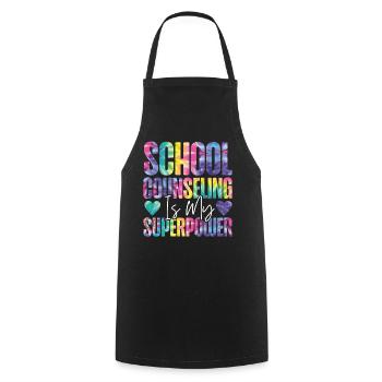 Conseillère scolaire Tie Dye School - Tablier de cuisine - noir - Devant - AI Model Male 185 dark (185cm)
