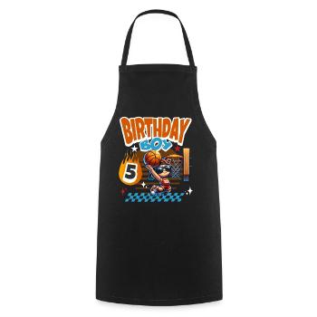 Basketball 5th Birthday - Cooking Apron - black - Front - AI Model Male 185 dark (185cm)