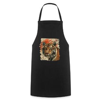 80er Jahre Retro Japanischer Tiger - Kochschürze - Schwarz - Vorne - AI Model Male 185 dark (185cm)