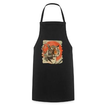 80er Jahre Retro Japanischer Tiger - Kochschürze - Schwarz - Vorne - AI Model Male 185 dark (185cm)