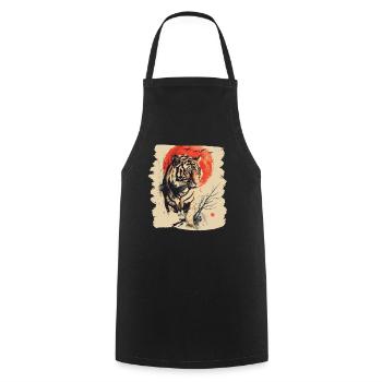 80er Jahre Retro Japanischer Tiger - Kochschürze - Schwarz - Vorne - AI Model Male 185 dark (185cm)