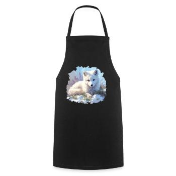 Arctic Fox Polarfüchse Polarfuchs - Cooking Apron - black - Front - AI Model Male 185 dark (185cm)