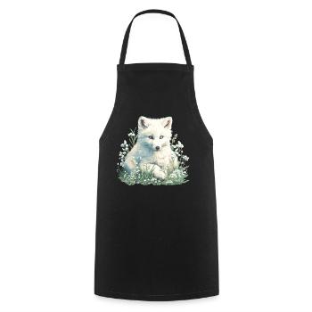 Arctic Fox Polarfüchse Polarfuchs - Cooking Apron - black - Front - AI Model Male 185 dark (185cm)