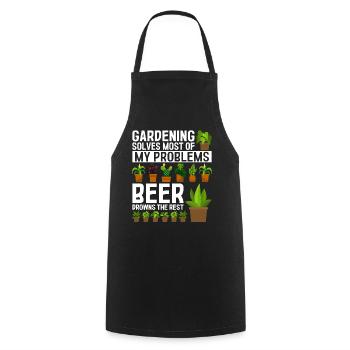 Gardening solves most of my problems beer drowns t - Cooking Apron - black - Front - AI Model Male 185 dark (185cm)