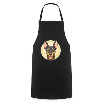 Manchester Terrier Dog Breed Cartoon Kawaii - Cooking Apron - black - Front - AI Model Male 185 dark (185cm)