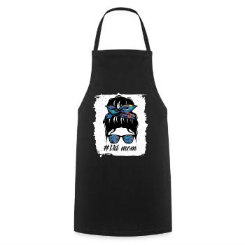 T1D Mom Blue and Gray Ribbon Messy Bun Juvenile - Cooking Apron - black - Front - AI Model Male 185 dark (185cm)