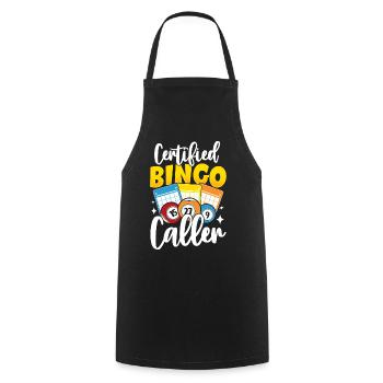 Certifié Bingo Caller Funny Gambling Holler - Tablier de cuisine - noir - Devant - AI Model Male 185 dark (185cm)