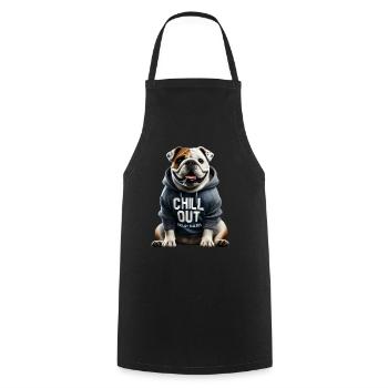 Funny English Bulldog Animal Lover Chilling - Cooking Apron - black - Front - AI Model Male 185 dark (185cm)