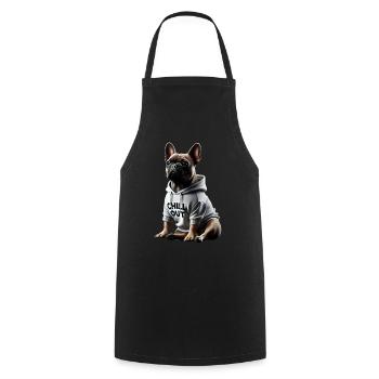 Funny French Bulldog Chill Out Chill Out - Cooking Apron - black - Front - AI Model Male 185 dark (185cm)