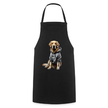 Funny German Golden Retriever Chill Out Dog - Cooking Apron - black - Front - AI Model Male 185 dark (185cm)