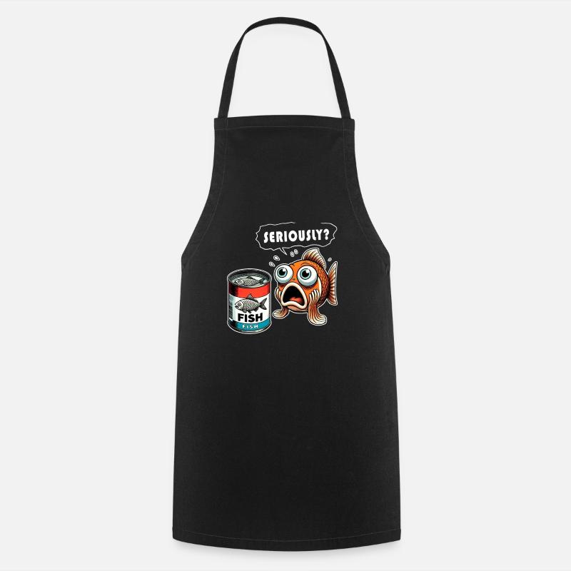 Funny canned fish design - Cooking Apron - black