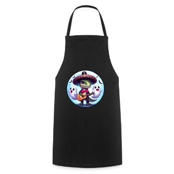 Mignon T rex Mariachi fantômes Halloween - Tablier de cuisine - noir - Devant - AI Model Male 185 dark (185cm)