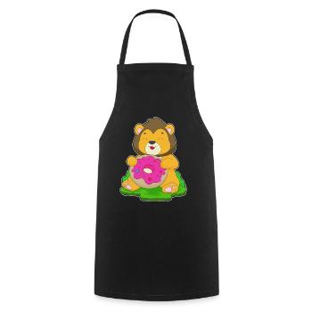 Lion Donut - Cooking Apron - black - Front - AI Model Male 185 dark (185cm)