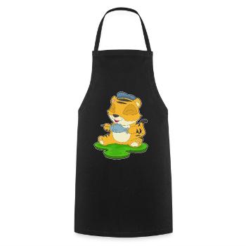 Poisson tigre - Tablier de cuisine - noir - Devant - AI Model Male 185 dark (185cm)