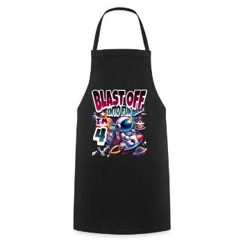 Astronaute 4e anniversaire Espace - Tablier de cuisine - noir - Devant - AI Model Male 185 dark (185cm)