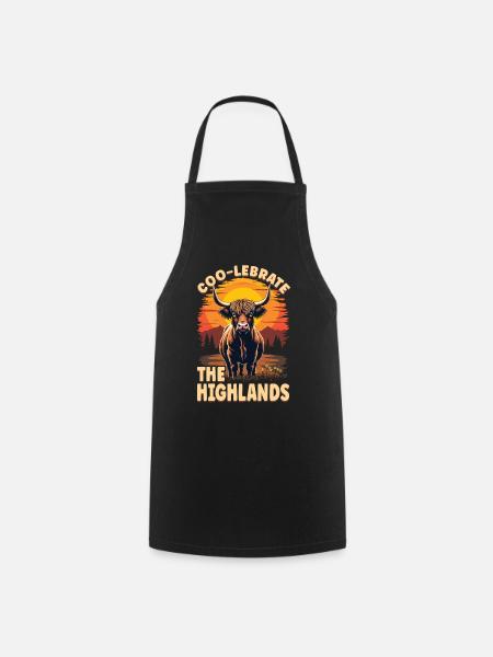 Schottisches Hochlandrind Highland Cow Hochlandkuh - Kochschürze - Schwarz