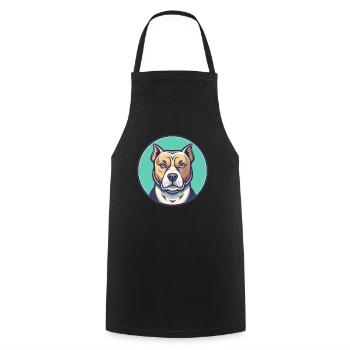 Bully Kutta Race de chien Drôle Dessin animé Kawaii Clipart - Tablier de cuisine - noir - Devant - AI Model Male 185 dark (185cm)