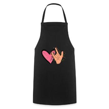 ASL Love Sign Language Funny Deaf and Hard of - Cooking Apron - black - Front - AI Model Male 185 dark (185cm)