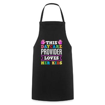 This day caregiver loves your children - Cooking Apron - black - Front - AI Model Male 185 dark (185cm)