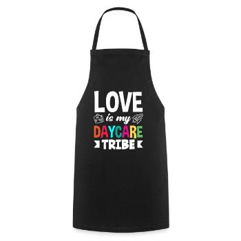 Love is my kindergarten tribe - Cooking Apron - black - Front - AI Model Male 185 dark (185cm)
