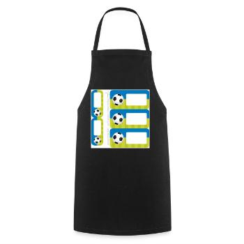 DIY Schulaufkleber Set - Fußball blau grün - 5 - Kochschürze - Schwarz - Vorne - AI Model Male 185 dark (185cm)