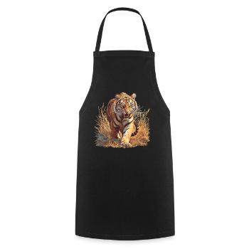 Bengal Tiger King Tiger - Cooking Apron - black - Front - AI Model Male 185 dark (185cm)