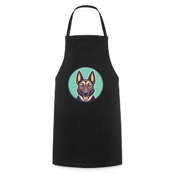Dutch Shepherd Dog Breed Cartoon Kawaii Clipart - Cooking Apron - black - Front - AI Model Male 185 dark (185cm)