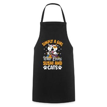 Simplement une fille qui aime les sushis et les chats drôles - Tablier de cuisine - noir - Devant - AI Model Male 185 dark (185cm)