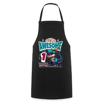 T Rex Dinosaure 1er Anniversaire Enfants Anniversaire - Tablier de cuisine - noir - Devant - AI Model Male 185 dark (185cm)