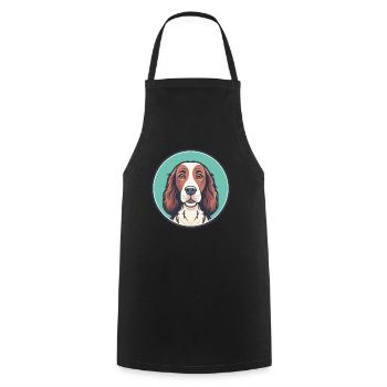 Irish Red And White Setter Dog Breed Funny Cartoon - Cooking Apron - black - Front - AI Model Male 185 dark (185cm)