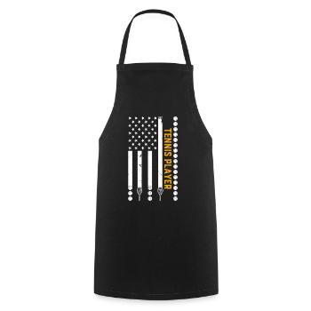 Joueur de tennis Joueur de tennis Drapeau américain - Tablier de cuisine - noir - Devant - AI Model Male 185 dark (185cm)