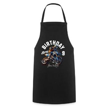 Motocross 9th Birthday - Cooking Apron - black - Front - AI Model Male 185 dark (185cm)