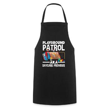 Playground Patrol Day Care Provider - Cooking Apron - black - Front - AI Model Male 185 dark (185cm)