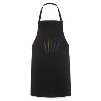 Fagott LGBT Regenbogen Aerophon Fagottinstrument - Kochschürze - Schwarz - Vorne - AI Model Male 185 dark (185cm)