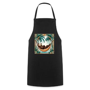 Pension de retraite Ours Retraité Palmiers Cadeau - Tablier de cuisine - noir - Devant - AI Model Male 185 dark (185cm)